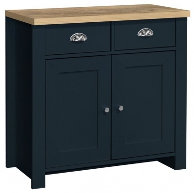 Highgate Blue And Oak Effect Small Sideboard 2 Doors