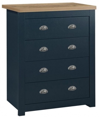 Product photograph of Birlea Highgate Navy Blue Painted 4 Drawer Chest from Choice Furniture Superstore