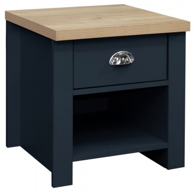 Highgate Blue And Oak Effect Lamp Table 1 Drawer