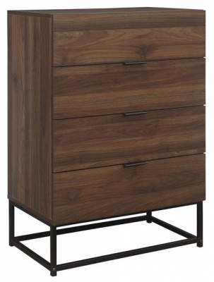 Product photograph of Birlea Houston Walnut Effect 4 Drawer Chest from Choice Furniture Superstore