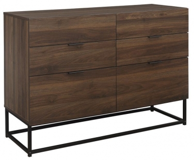 Product photograph of Houston Walnut Wide 6 Drawer Chest from Choice Furniture Superstore