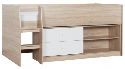 Product photograph of Birlea Leyton White And Oak 3ft Cabin Bed from Choice Furniture Superstore