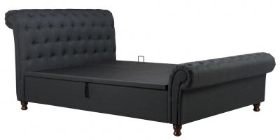 Product photograph of Castello Charcoal Fabric Side Sleigh Ottoman Storage Bed - Sizes Available from Choice Furniture Superstore