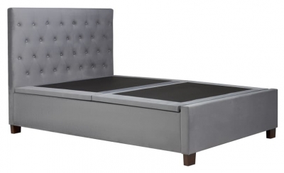 Product photograph of Cologne Grey Velvet Fabric Ottoman Storage Bed - Sizes Available from Choice Furniture Superstore