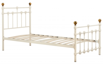 Product photograph of Atlas Cream Metal Bed - Comes In 3ft Single 4ft Small Double And 4ft 6in Double Size Options from Choice Furniture Superstore