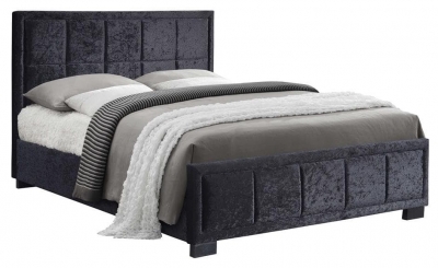 Hannover Black Crushed Velvet Fabric Bed Comes In Small Double Double And King Size Options