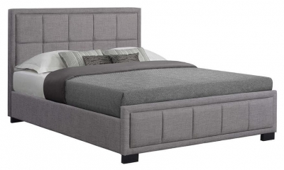 Hannover Grey Fabric Cushioned Bed Comes In Small Double Double And King Size Options