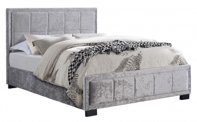 Hannover Steel Crushed Velvet Fabric Bed Comes In Small Double Double And King Size Options