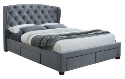 Hope Grey Velvet Fabric Bed