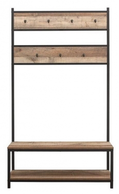 Product photograph of Birlea Urban Rustic Coat Rack And Bench With Metal Frame from Choice Furniture Superstore