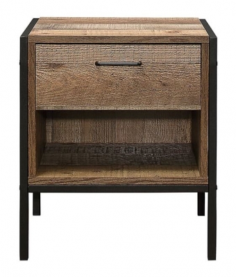 Product photograph of Urban Rustic 1 Drawer Compact Bedside Cabinet from Choice Furniture Superstore