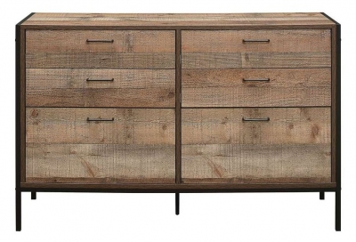 Urban Rustic Metal Wide 6 Drawer Chest