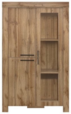 Product photograph of Compton Oak Wood 2 Door Display Cabinet from Choice Furniture Superstore