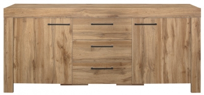 Product photograph of Compton Oak 2 Door 3 Drawer Sideboard from Choice Furniture Superstore