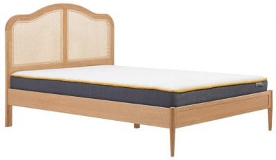 Product photograph of Leonie Oak Rattan Bed - Sizes Available from Choice Furniture Superstore