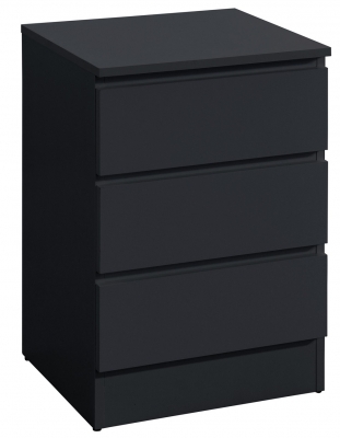 Oslo Black 3 Drawer Bedside Cabinet