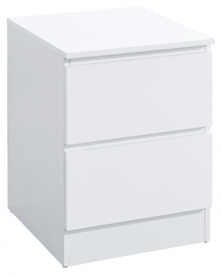 Oslo White 2 Drawer Bedside Cabinet