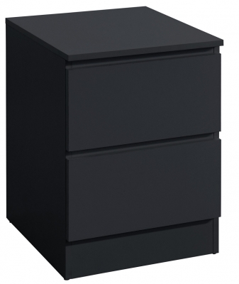 Oslo Black 2 Drawer Bedside Cabinet