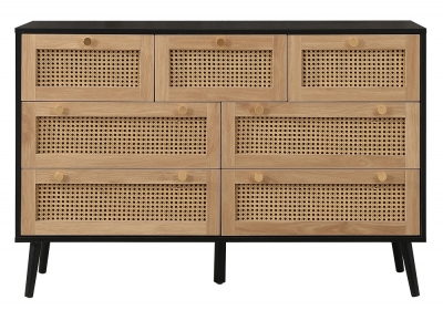 Product photograph of Croxley Black Rattan Wide 7 Drawer Chest from Choice Furniture Superstore