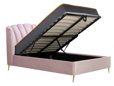Image of Lottie Pink Fabric Ottoman Bed