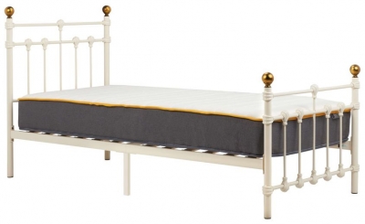 Product photograph of Atlas Cream Metal Bed Frame - Sizes Available from Choice Furniture Superstore