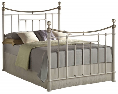 Product photograph of Bronte Cream Metal King Size Bed from Choice Furniture Superstore