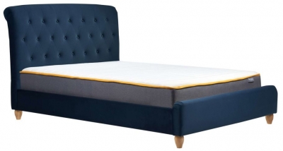 Brompton Midnight Blue Fabric Bed - Comes in Small Double, Double and King Size