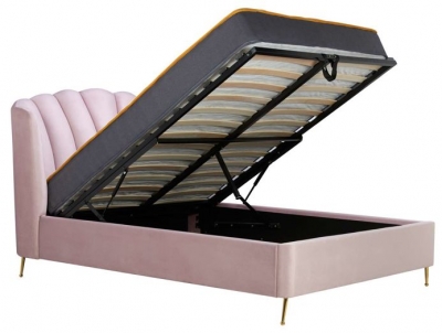 Image of Lottie Pink Fabric Ottoman Bed - Comes in King Size