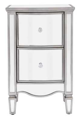 Product photograph of Elysee Mirrored 2 Drawer Narrow Bedside from Choice Furniture Superstore
