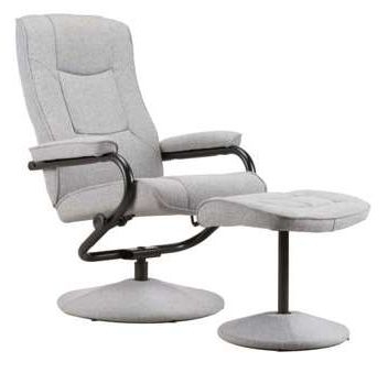 Memphis Grey Faux Leather Swivel Recliner Chair With Footstool