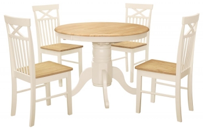 Product photograph of Chatsworth White Extending Dining Table Set - Comes In 4 6 White Chairs Options from Choice Furniture Superstore
