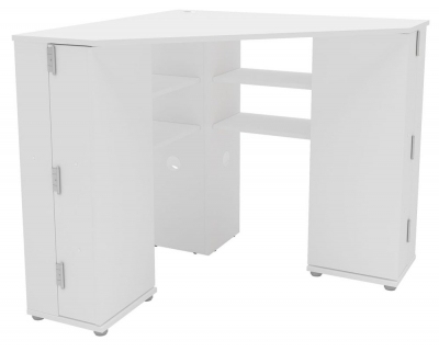 Product photograph of Olivia White Corner Dressing Table With Storage from Choice Furniture Superstore