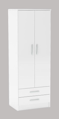 Product photograph of Lynx White 2 Door 2 Drawer Wardrobe from Choice Furniture Superstore