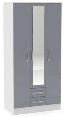 Product photograph of Lynx White And Grey 3 Door Combi Wardrobe from Choice Furniture Superstore