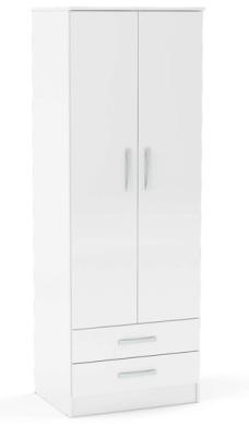 Product photograph of Lynx White 2 Door Combi Wardrobe from Choice Furniture Superstore