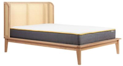 Product photograph of Astrid Oak Rattan Bed - Sizes Available from Choice Furniture Superstore