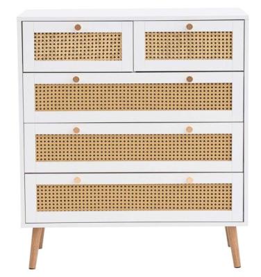 Croxley White And Rattan 5 Drawer Chest