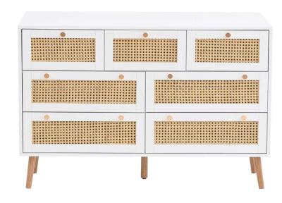 Croxley White And Rattan 7 Drawer Chest