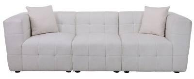 Milo White Boucle Fabric 3 Seater Sofa