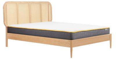 Product photograph of Elina Oak Rattan Bed - Sizes Available from Choice Furniture Superstore