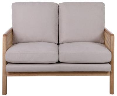 Ida Cream Fabric Rattan 2 Seater Sofa