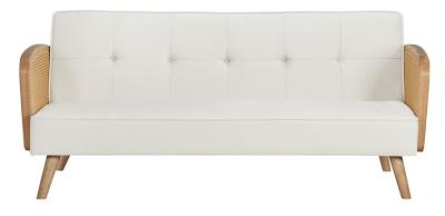 Mila White Fabric Sofa Bed 3 Seater