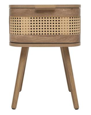 Noah Rattan Wood 1 Drawer Bedside Table