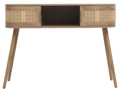 Product photograph of Noah Rattan Wood 110cm Console Table from Choice Furniture Superstore