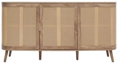 Noah Rattan Wood 150cm Medium 3 Door Sideboard