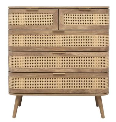 Noah Rattan Wood 5 Drawer Chest