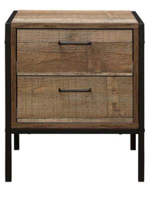 Urban Rustic Wood Effect 2 Drawer Bedside Table