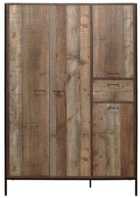 Urban Rustic Wood Effect 4 Door Wardrobe