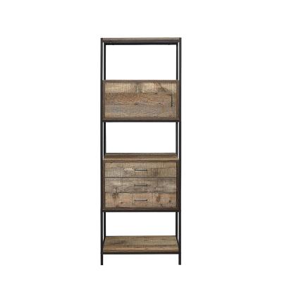 Urban Rustic Wood Effect Industrial Style Shelving Unit With Storage