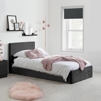 Berlin Black Velvet Fabric Ottoman Storage Bed Sizes Available